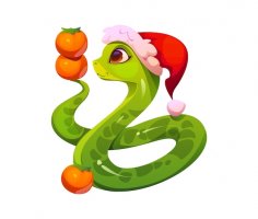 Cute-cartoon-snake-character-with-funny-santa-hat 8071-71594