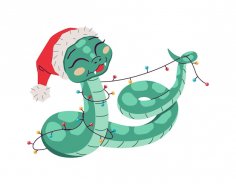 Joyful-snake-santa-hat-with-fairy-l