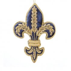 Fleur de lis blue and gold hanging decorations