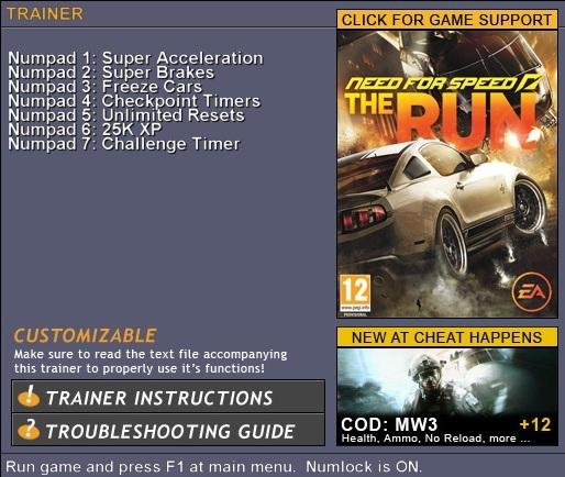 NFS The Run Трейнер 7 [1.0]