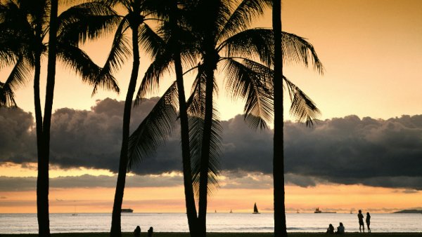 Queen Kapiolani Park at Sunset, Oahu, Hawaii