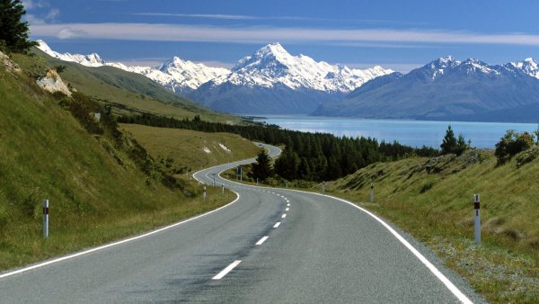 Roadside View of Mount Cook, New Zealand