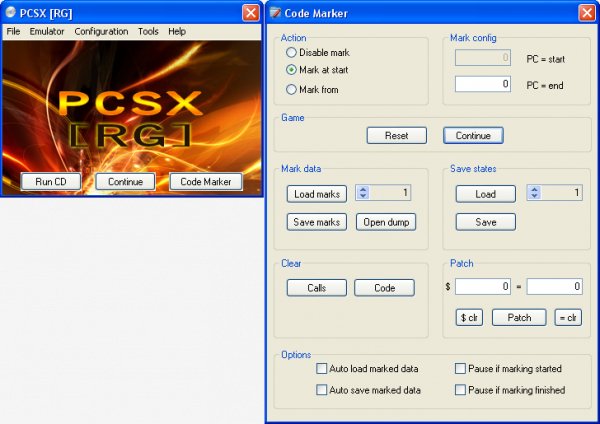PSX эмулятор Pcsx 1.6 с Маркировщиком кода