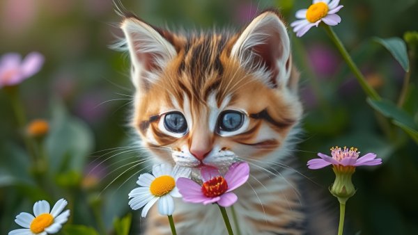 Котёнок,лето,цветы.24
