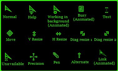 sharp cursors green