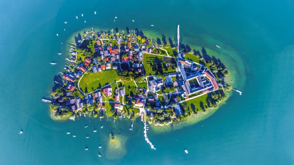 Остров Фрауэн Фрауенинзель Fraueninsel Chiemsee UHD Обои 4K