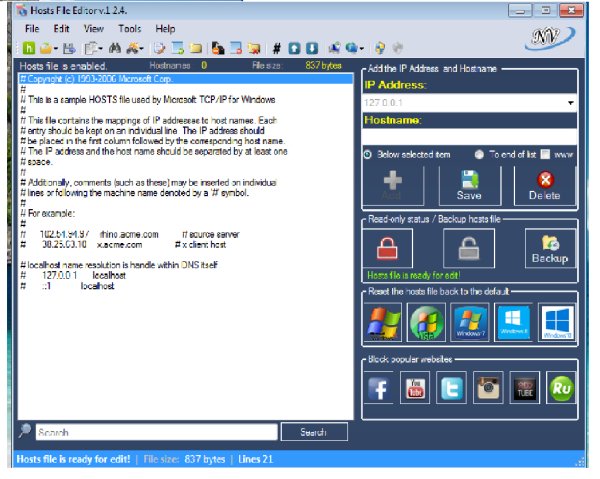 Hosts File Editor 1.2.4 Portable