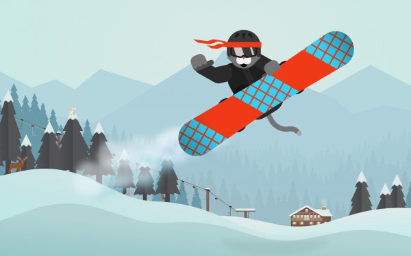 Ninja Cat Holiday Escape snowboardingday