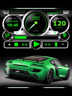 Green car player neon спидометр