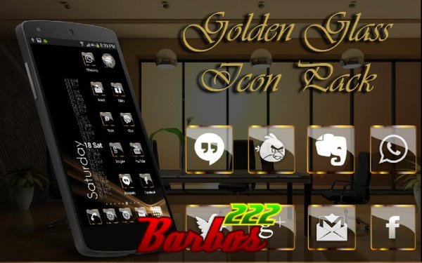 Golden Glass Icon Pack HD VIP v3.4