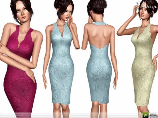EkinegeTSR EmbroideredLaceHalterDress