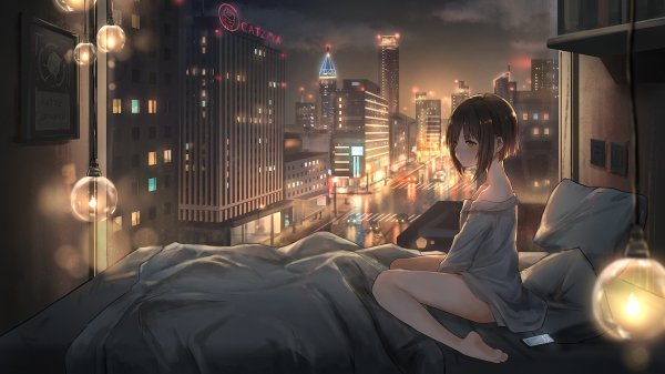 Anime Girl City Lights