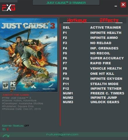 Just Cause 3 Трейнер (15) x64