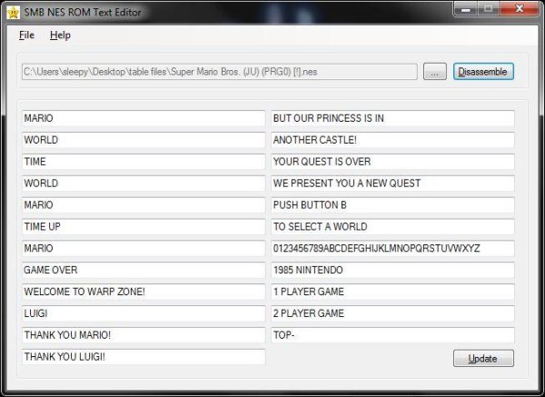 SMB NES ROM Text Editor 1.0.0.183