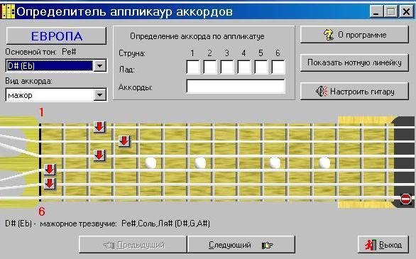 Определитель аппликатур аккордов