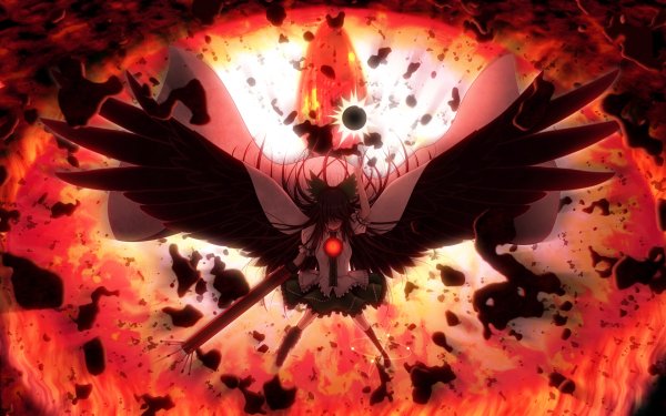 Konachan.com - 118373 black hair reiuji utsuho touhou weapon