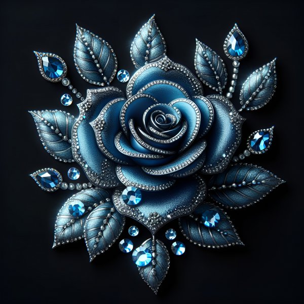 Роза голубая,стразы.02