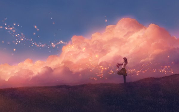 Anime-girl-sky-clouds-ls-3840x2400
