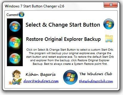 Windows 7 Start Button Changer