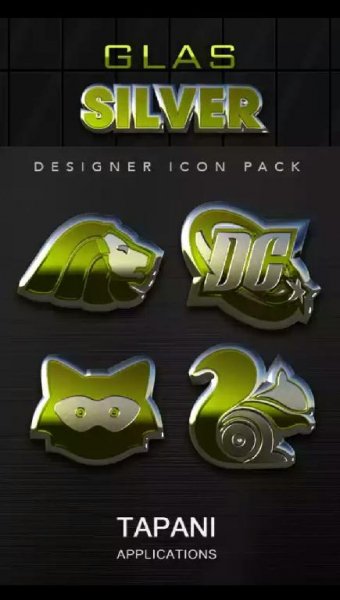 Lime silver glas icon pack 3D 1.7