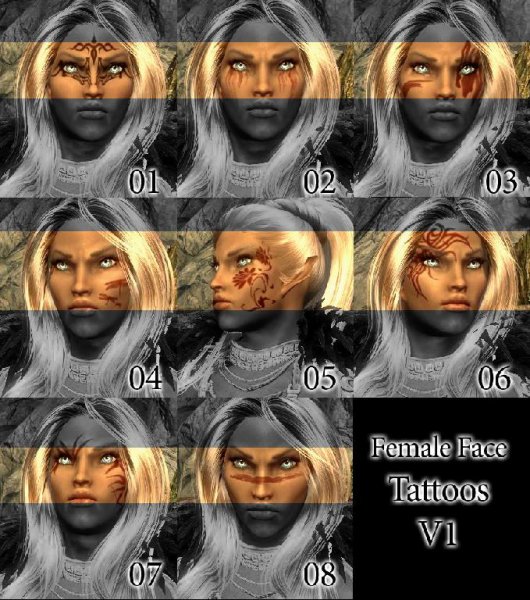 TS Female Face Tattoos V1 - HI RES