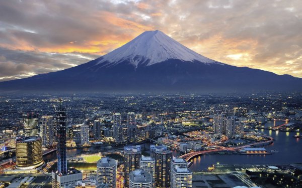 Fuji-mountain-yokohama-japan-evening-sunset