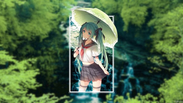 99px ru wallpaper 231579 personaj mihoko s zontom stoit na fo