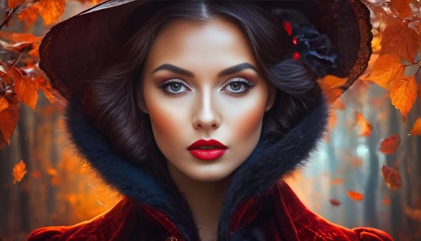 Девушка и осень,обои на рабочий стол.15