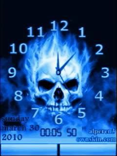Neon  Skull clock часы