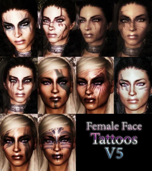 TS Female Face Tattoos V5 - HI RES