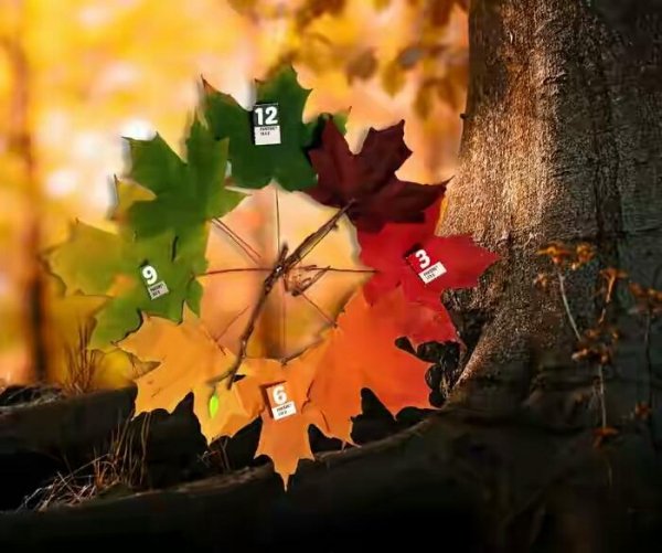 Autumn leaves clock