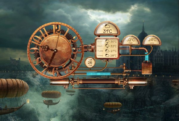 Mechanical Steampunk Clock (Animated)