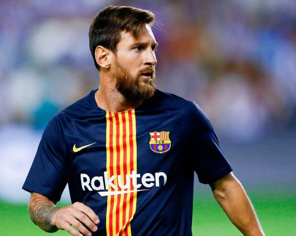 Popular football player Lionel Messi with a beard on the