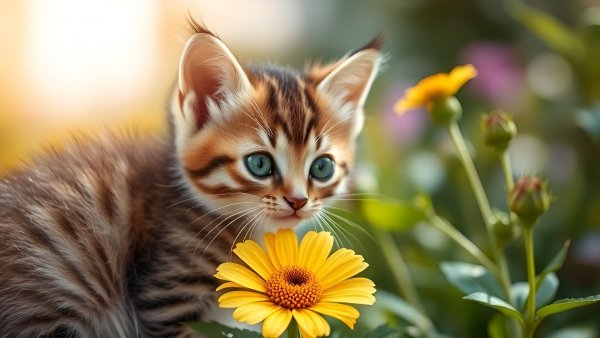 Котёнок,лето,цветы.38