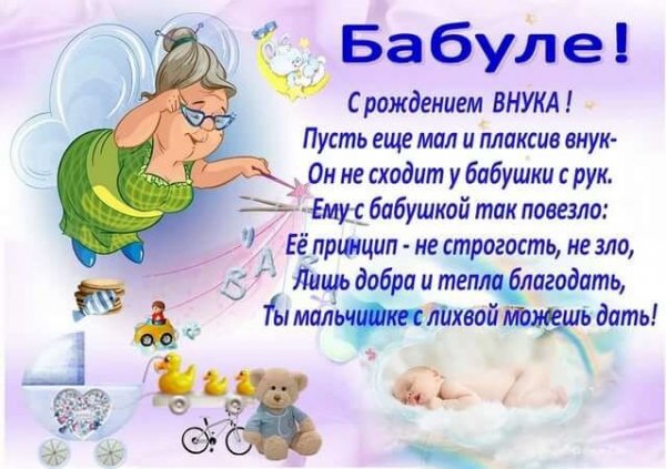 Открытка бабуле с рождением внука