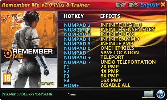 Remember Me v1.0-1.02 Plus 8 Trainer