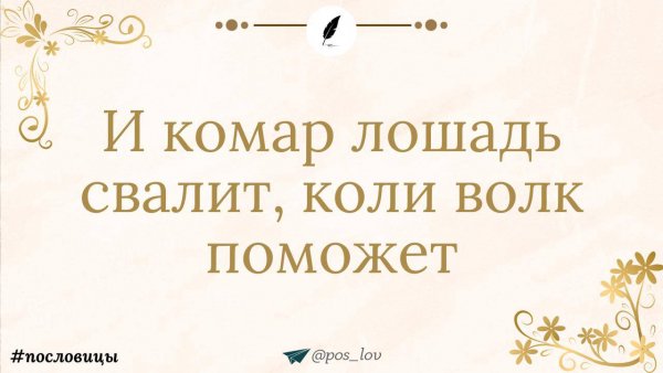 И комар лошадь свалит, коли волк поможет