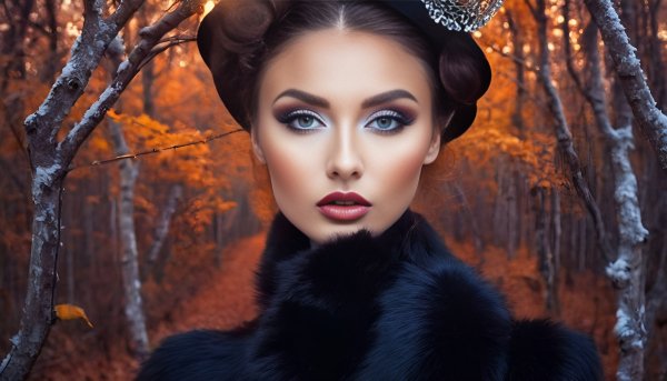 Девушка и осень,обои на рабочий стол.16