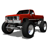 monster truck jacked up cruising