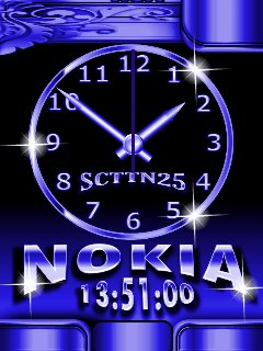 Nokia blue neon часы анимация