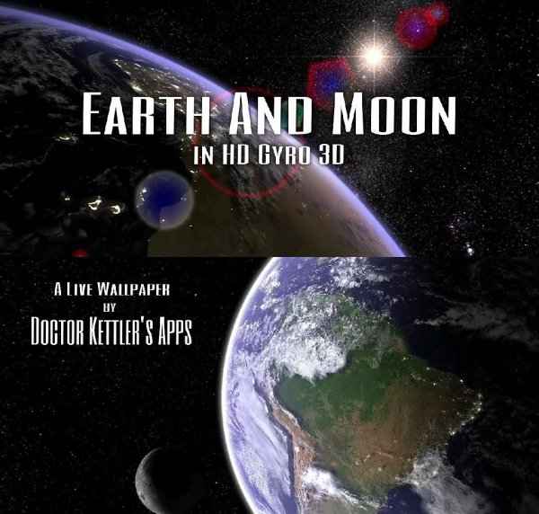 Earth &amp; Moon in HD Gyro 3D PRO Parallax Wallpaper v2.7 [P