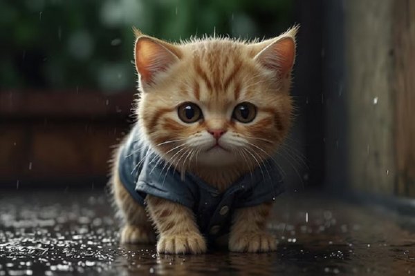 Котёнок под дождём