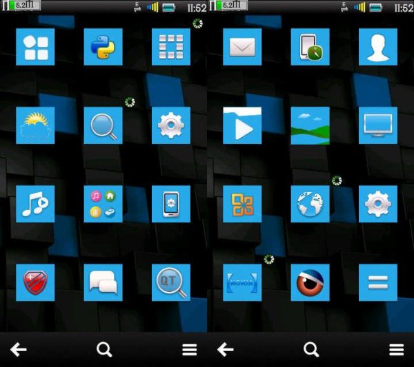 Меню без названий с иконками Lumia