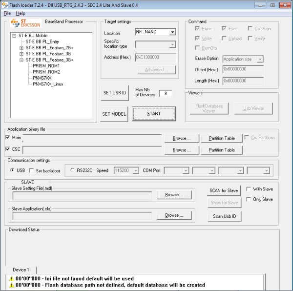 Flash Loader v7.2.4 - Dll USB RTG v2.4.3 - SEC