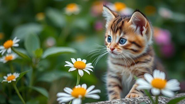 Котёнок,лето,цветы.28