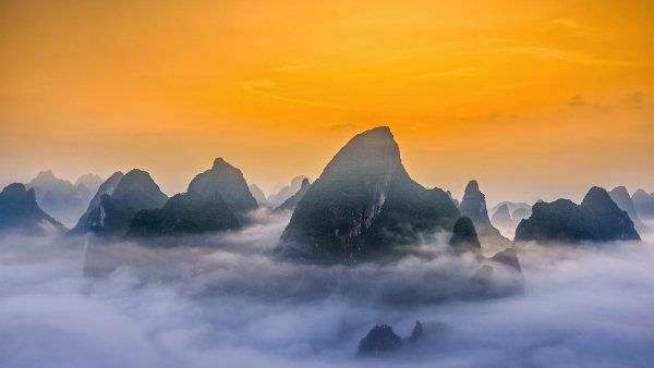 Карстовые горы Гуйлинь Karst Mountains UHD Обои 4К
