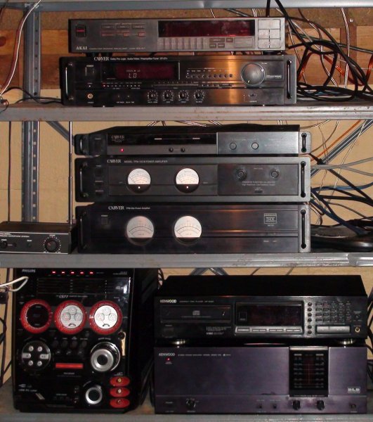 Stacked HiFi devices - Akai graphic equalizer, Carver