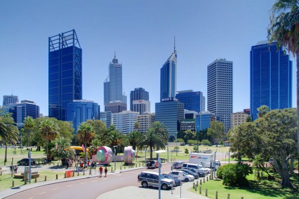 Perth CBD from balcony of Annalakshmi Restaurant - Perth