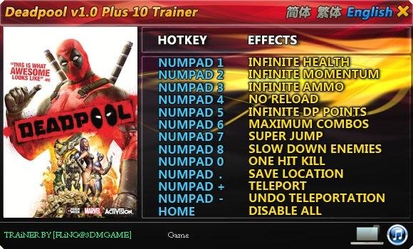 Deadpool v1.0 Plus 10 Trainer