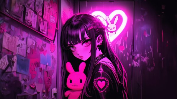 Kawaii Neon Anime Girl